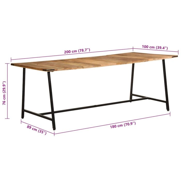 Table à manger 200x100x75 cm bois de manguier massif – Image 9