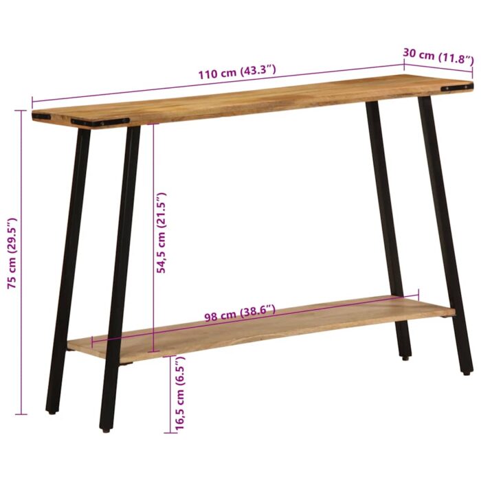 Table console 110x30x75 cm bois de manguier massif – Image 9