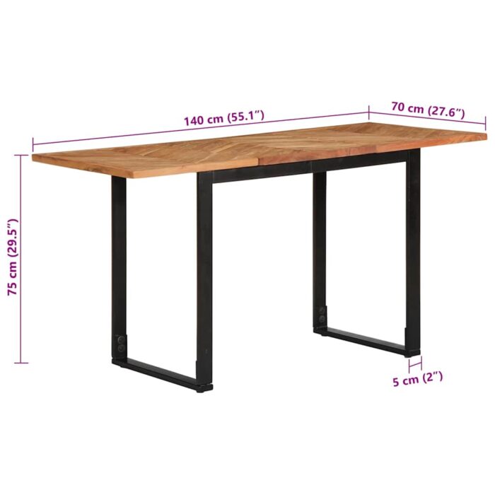 Table à manger 140x70x75 cm bois massif d'acacia – Image 9