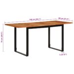 Table à manger 160x80x75 cm bois massif d'acacia – Image 9