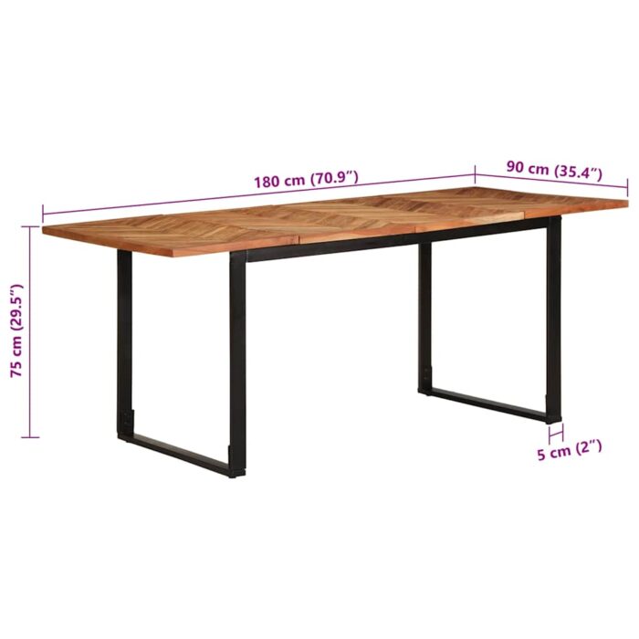 Table à manger 180x90x75 cm bois massif d'acacia – Image 9