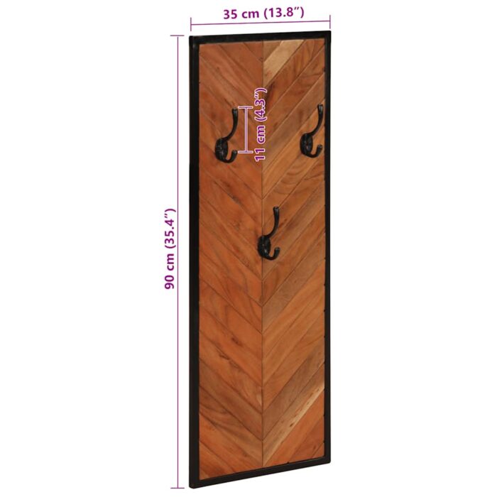 Porte-manteaux 2 pcs 35x1x90 cm bois massif acacia – Image 9