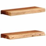 Étagères murales 2 pcs 40x20x3,5 cm bois massif d'acacia