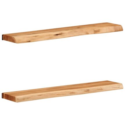 Étagères murales 2 pcs 80x20x3,5 cm bois massif d'acacia