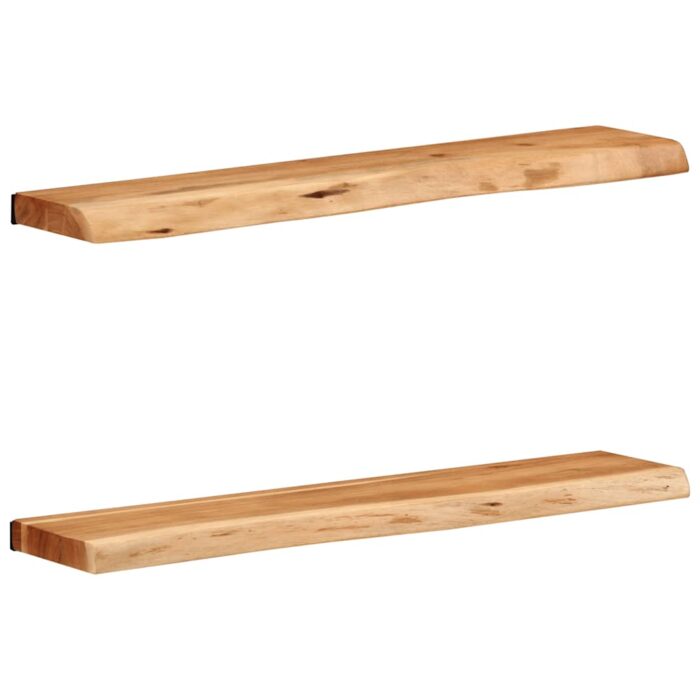 Étagères murales 2 pcs 80x20x3,5 cm bois massif d'acacia – Image 1