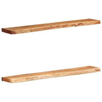 Étagères murales 2 pcs 100x20x3,5 cm bois massif d'acacia