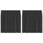 Rideaux en voile avec passe-tringles 2 pcs noir – Image 2