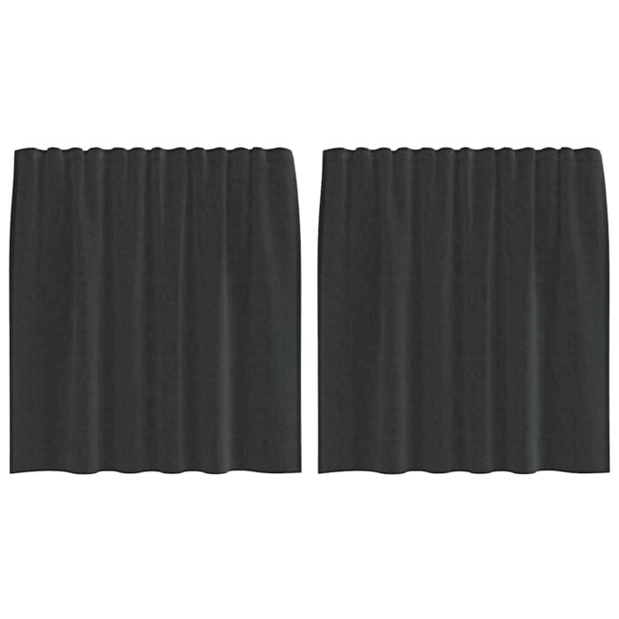 Rideaux en voile avec passe-tringles 2 pcs noir – Image 2