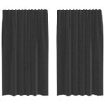 Rideaux en voile avec passe-tringles 2 pcs noir – Image 2