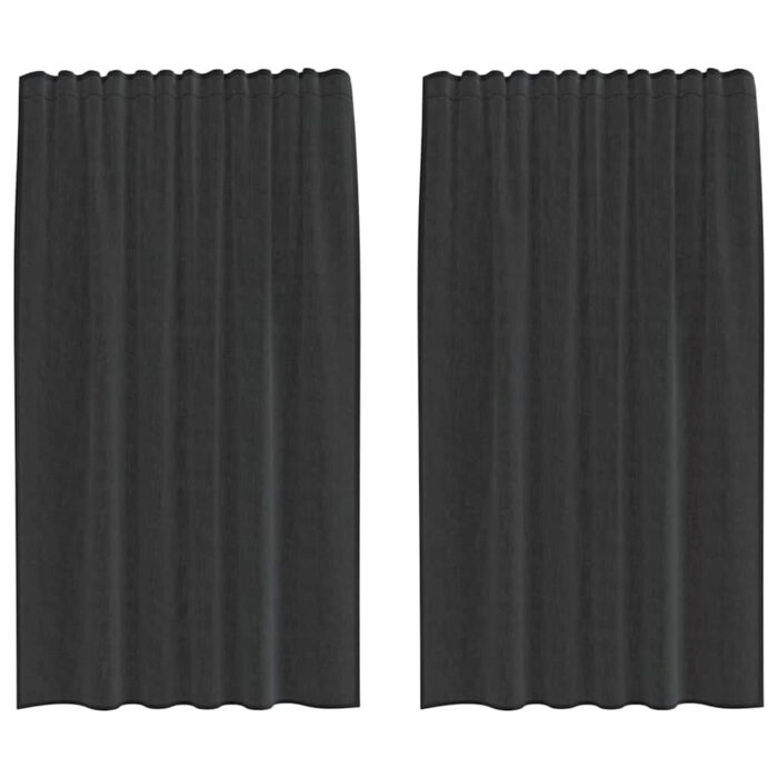 Rideaux en voile avec passe-tringles 2 pcs noir – Image 2