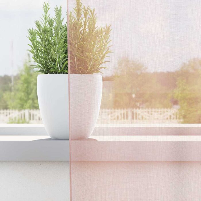 Rideaux en voile avec passe-tringles 2 pcs rose clair – Image 3