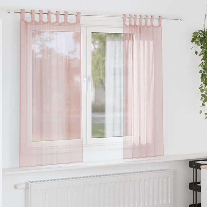 Rideaux en voile avec passe-tringles 2 pcs rose clair – Image 1