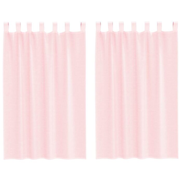 Rideaux en voile avec passe-tringles 2 pcs rose clair – Image 2