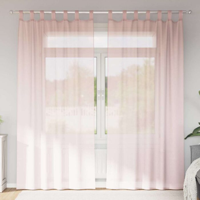 Rideaux en voile avec passe-tringles 2 pcs rose clair – Image 1