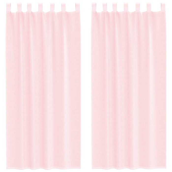 Rideaux en voile avec passe-tringles 2 pcs rose clair – Image 2