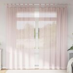 Rideaux en voile avec passe-tringles 2 pcs rose clair