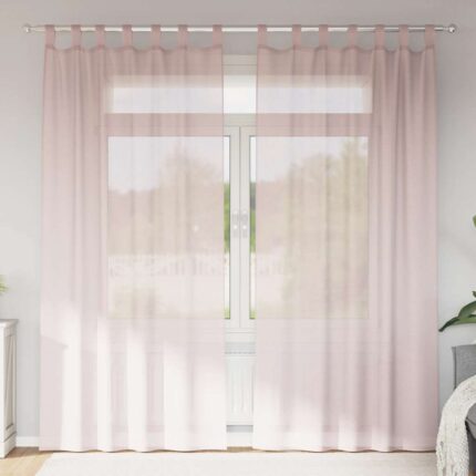 Rideaux en voile avec passe-tringles 2 pcs rose clair