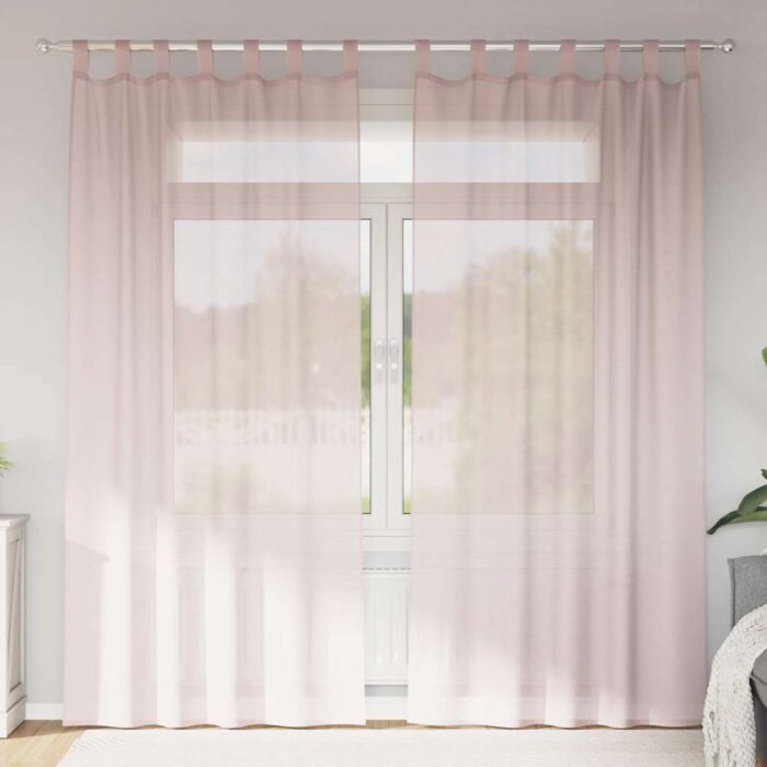 Rideaux en voile avec passe-tringles 2 pcs rose clair – Image 1