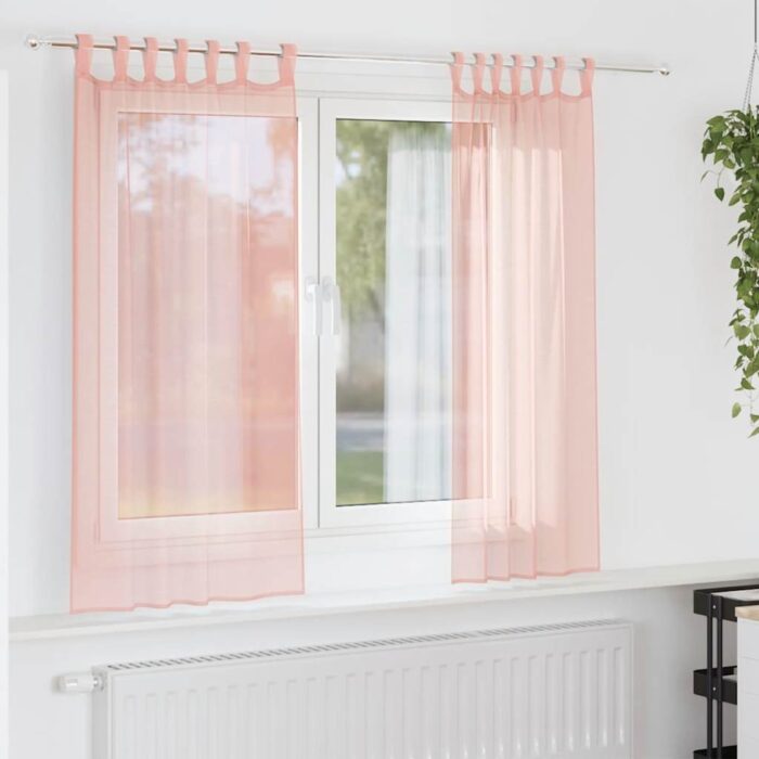 Rideaux en voile avec passe-tringles 2 pcs rose – Image 1