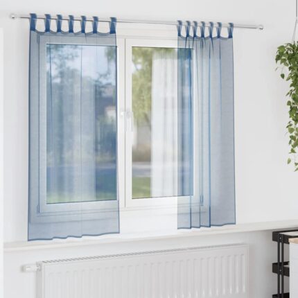 Rideaux en voile avec passe-tringles 2 pcs bleu royal