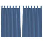 Rideaux en voile avec passe-tringles 2 pcs bleu royal – Image 2