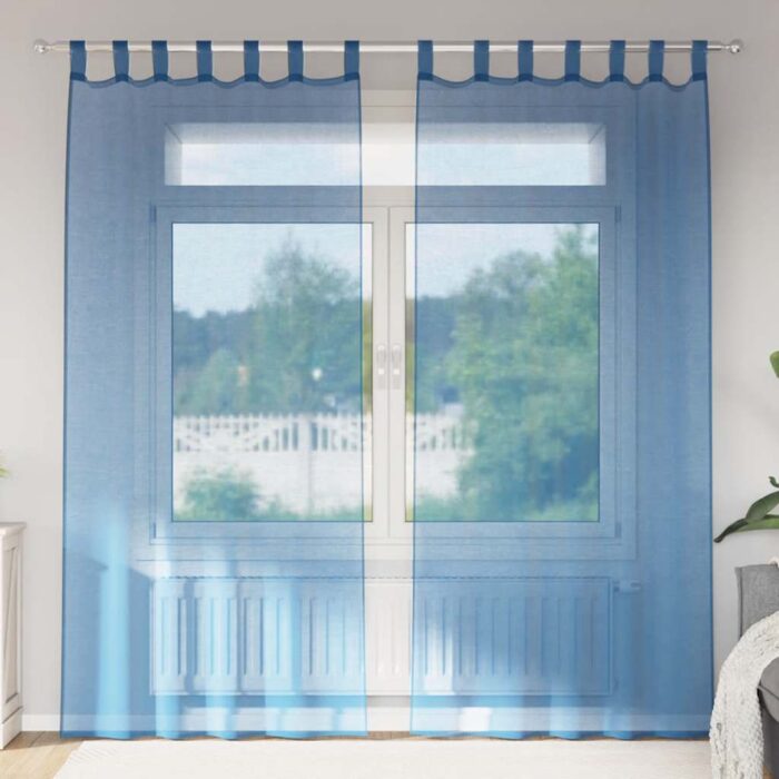 Rideaux en voile avec passe-tringles 2 pcs bleu royal – Image 1
