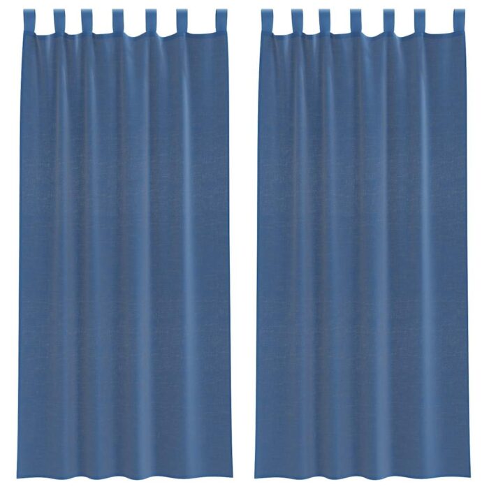 Rideaux en voile avec passe-tringles 2 pcs bleu royal – Image 2