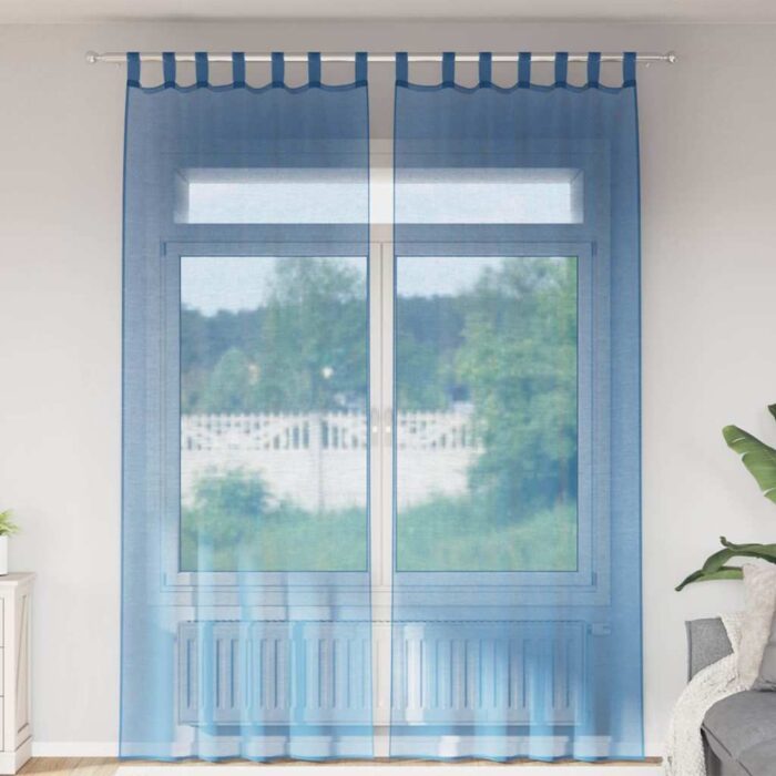 Rideaux en voile avec passe-tringles 2 pcs bleu royal – Image 1
