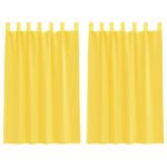 Rideaux en voile avec passe-tringles 2 pcs jaune – Image 2