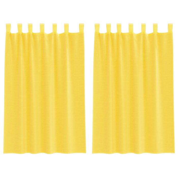 Rideaux en voile avec passe-tringles 2 pcs jaune – Image 2