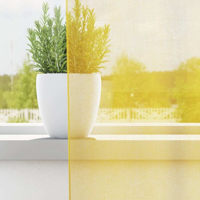 Rideaux en voile avec passe-tringles 2 pcs jaune – Image 3
