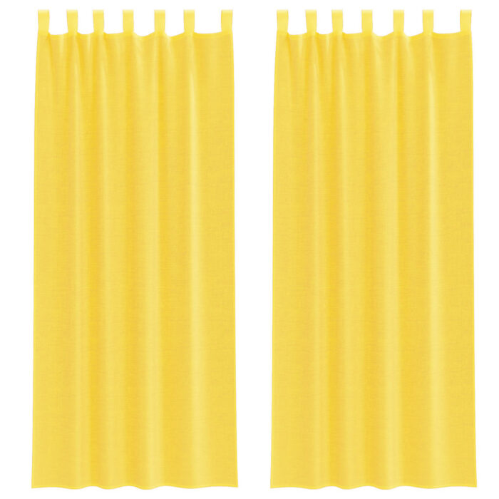 Rideaux en voile avec passe-tringles 2 pcs jaune – Image 2