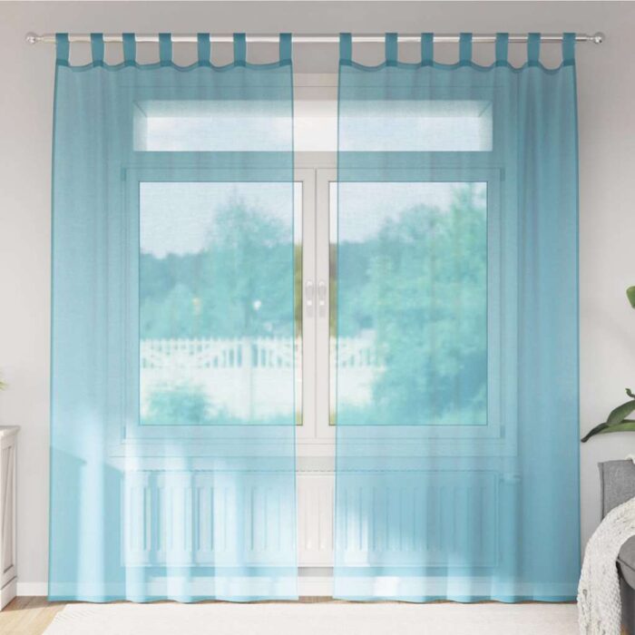 VID4102239_1.jpg Rideaux en voile avec passe-tringles 2 pcs turquoise – Image 1