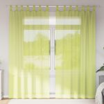 Rideaux en voile avec passants 2 pcs vert pomme