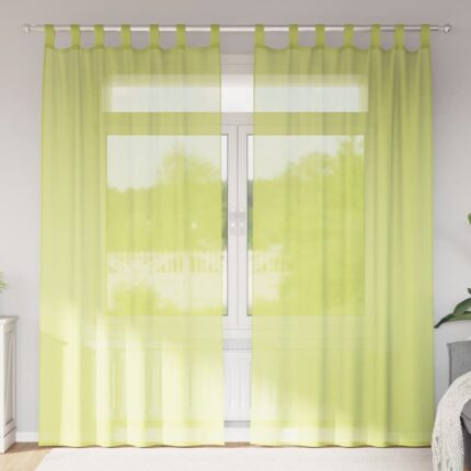 Rideaux en voile avec passants 2 pcs vert pomme