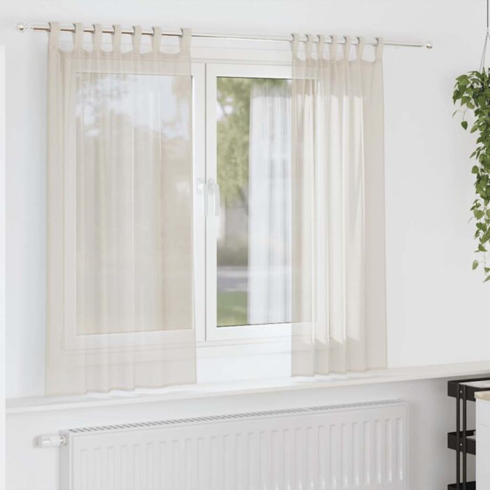 Rideaux en voile avec passants 2 pcs crème – Image 1