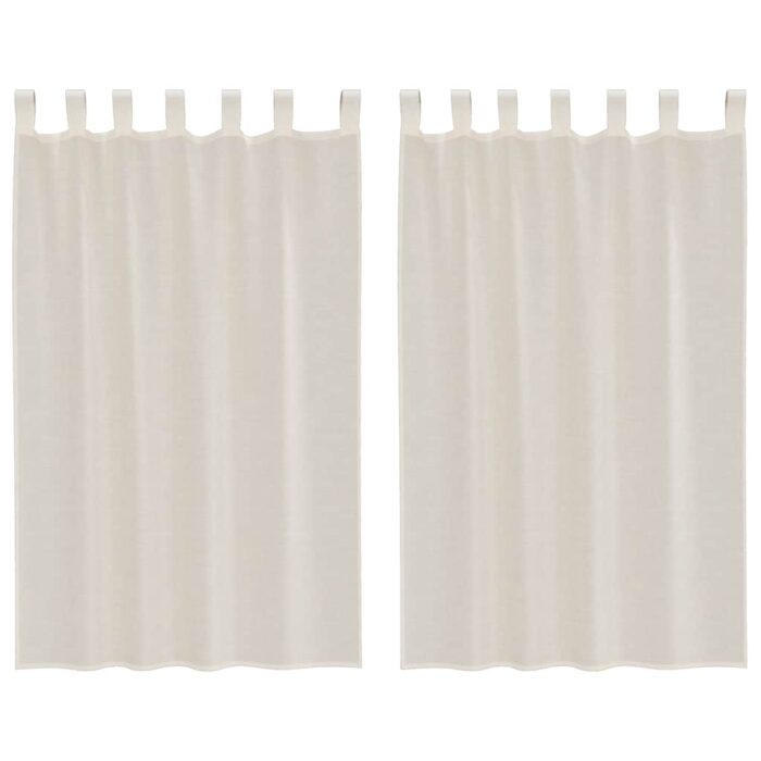 Rideaux en voile avec passants 2 pcs crème – Image 2