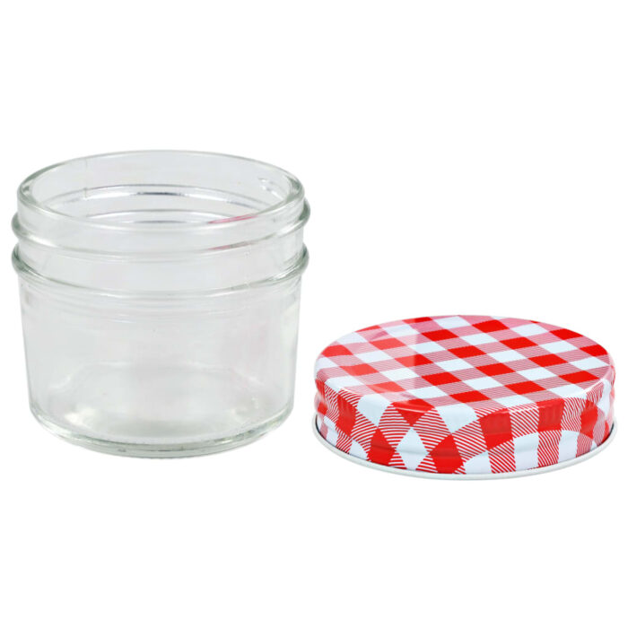Pots à confiture Couvercles blanc et rouge 96 pcs Verre 110 ml – Image 4