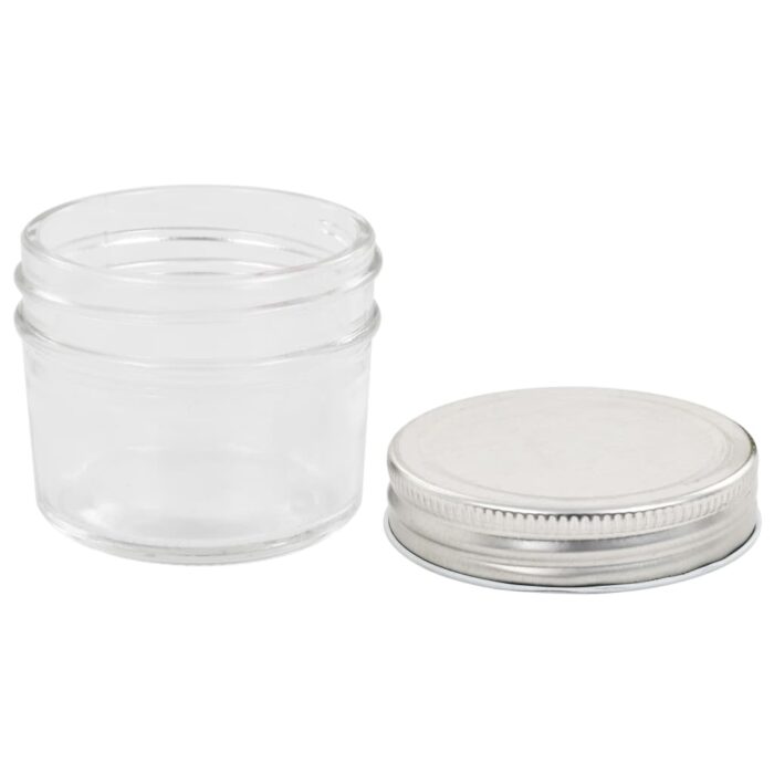 24 pcs Pots à confiture avec couvercles argentés Verre 110 ml – Image 5