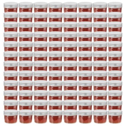 Pots à confiture avec couvercles argentés 96 pcs Verre 110 ml