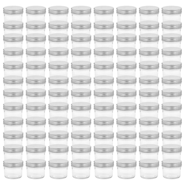 Pots à confiture avec couvercles argentés 96 pcs Verre 110 ml – Image 2