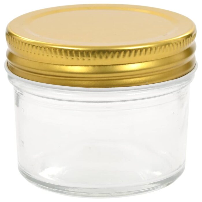 24 pcs Pots à confiture avec couvercles dorés Verre 110 ml – Image 4