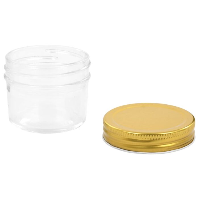 24 pcs Pots à confiture avec couvercles dorés Verre 110 ml – Image 5