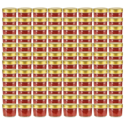 Pots à confiture avec couvercle doré 96 pcs Verre 110 ml