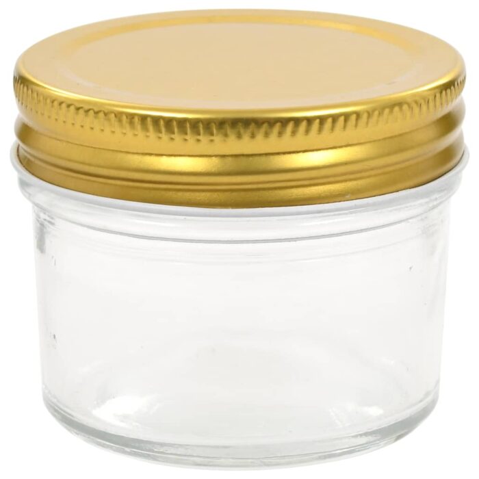 Pots à confiture avec couvercle doré 96 pcs Verre 110 ml – Image 4