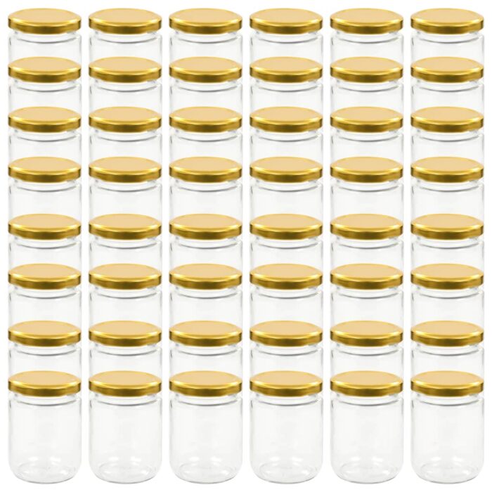 48 pcs Pots à confiture avec couvercle doré Verre 230 ml – Image 2