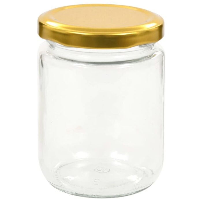 48 pcs Pots à confiture avec couvercle doré Verre 230 ml – Image 4