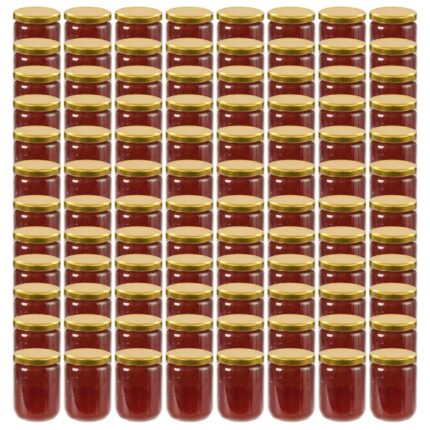 Pots à confiture avec couvercle doré 96 pcs Verre 230 ml