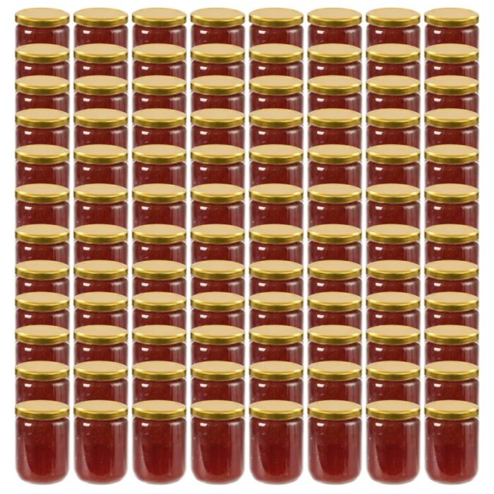 Pots à confiture avec couvercle doré 96 pcs Verre 230 ml – Image 1