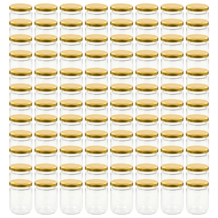 Pots à confiture avec couvercle doré 96 pcs Verre 230 ml – Image 2